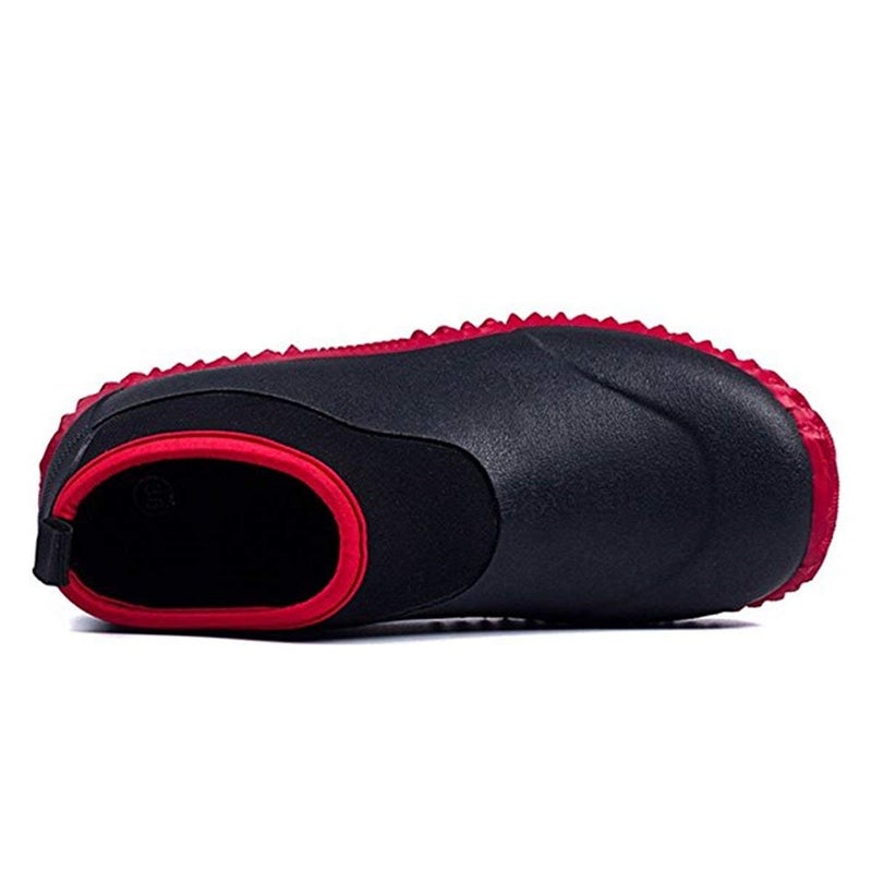 SYLPHID Men's Garden Shoes Women's Rain Shoe Waterproof Neoprene Camp Booties for Camping, Lawn Care, Gardening and Yard Work, Red, Women Size 12, Men Size 10.5 - Image 2